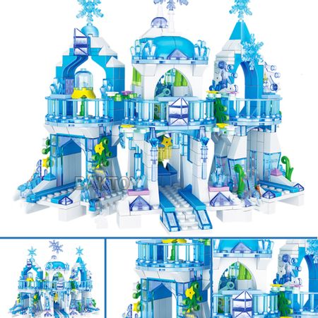 Girls Fit Lego Princess Snow Queen Ice Castle Snow Creative Building Blocks for Friends City Figures Bricks Toys for Children