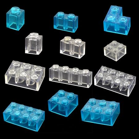 DIY Building Blocks blue Transparent White Thick Brick Model classic bulk parts Compatible All Brands Toys for Children