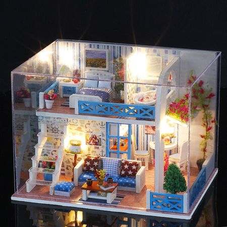 Doll House Wooden Furniture DIY Casa Miniature Box Puzzle Assemble 3D Miniaturas Dollhouse Kits Toys For Children Birthday Gift