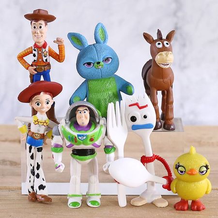  4 Woody Forky Ducky Bo Peep Jessie Miniature Action Figures Slinkydog Rex Bullseye Wheezy Figurines Dolls Kids Toys