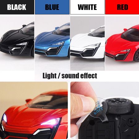 15.5CM Alloy Cars Lykan Hypersport Pull Back Diecast Model Toy with sound light Collection Gift toy For Boy Kid