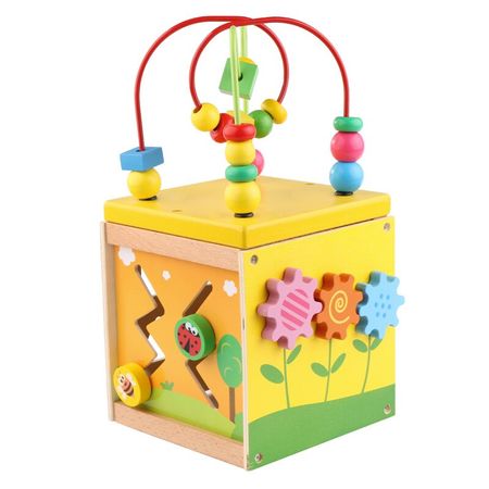 Multifunctional Colorful Wood Box Blocks Four Sides Around The Beads Math Toy Baby Children Wooden Learning Educational Toys Kid