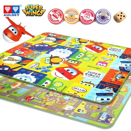 AULDEY Super Wings Modern Ludo/Flight Chess Play Mat with Chess Pieces Family Puzzle Game Baby NON-TOXIC Crawling Rugs Kids Toys