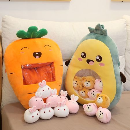 Lovely Plant Plush Toys Stuffed Carrot Banana Strawberry Avocado Pillow Doll Small Animals Ball Inner Cushion Kids Birthday Gift