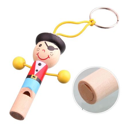 7cm Wooden Wind Instrument Musical Toy Whistling Cartoon Little Pirate Whistle Baby Learning Educational Toys for Children Gift