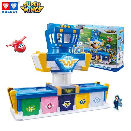 AULDEY Super Wings International Airport Headquarters  Control Tower Toy Set with Mini Robot Action Figures Toys Gifts for Kids