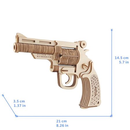 3D DIY Wooden Puzzle Toys Gun Revolver Model Assembly Kit Wood Crafts Construction Educational Gun For Boy Children Toy Gifts