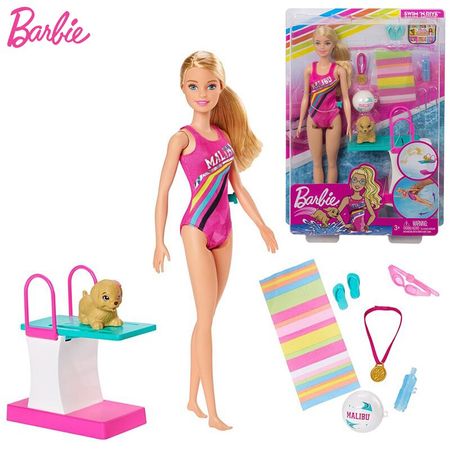Original Barbie Doll Swimwear Clothes with Diving Board Accessories and Puppy Girls Toys for Kids Barbie Reborn Boneca Dolls