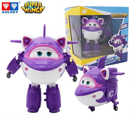AULDEY Super Wings KRYSTAL BUCKY Airplane Transforming Robot Original Action Figures Toys Children Gifts, Height around 15cm