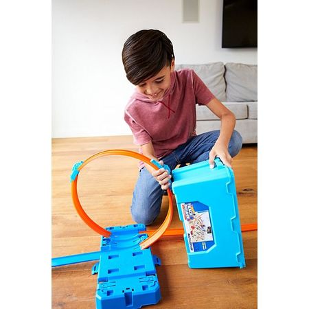 HotWheels Track Builder Multi Loop Box Scalable Storage Car Pathway For Juguetes Transporter Children Educational Toys for Boys