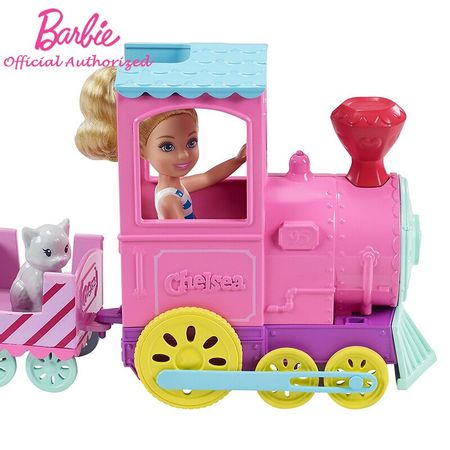 Barbie  Doll Toys Family Chelsea Choo-Choo Train With Doll Colorful Accessories Girl Kids Toy Playset FRL86 For Birthday