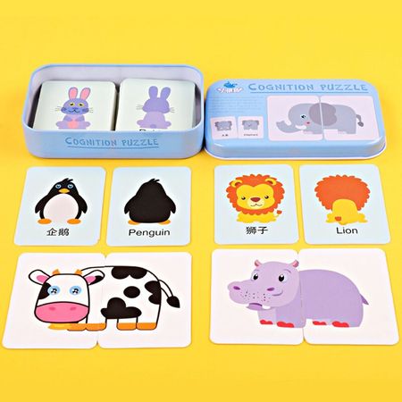 Baby Kids Cognition Puzzle Toys Children Cards Paper Matching Game Cognitive Card Vehicle Fruit Animal Life Set Pair Jigsaw Toy