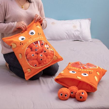 6pcs 9pcs A Bag of Cheesy Puffs Toy Stuffed Soft Snack Pillow Plush Puff Poy Kids Toys Birthday Christmas Gift for Children