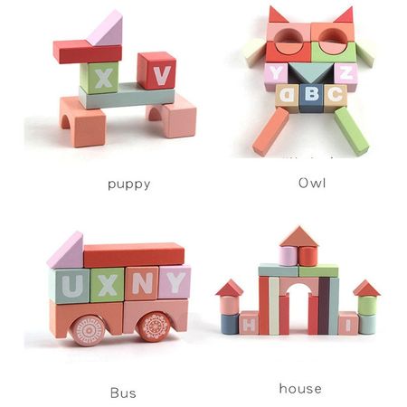 94Pcs/set Large Size Wooden Building Blocks Children Toy Digital Letters Assembly Block Intellectual Educational Wood Baby Toy