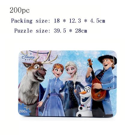 Disney Toy Mickey Racing Story Princess McQueen Frozen 200 Pieces Tin Box Wooden Jigsaw Puzzle Toy Gift for Children