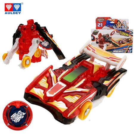 AULDEY Screeches Wild Burst Deformation Car Action Figures Morphs Capture Wafer 360 Degree Transformation Car toys with Launcher