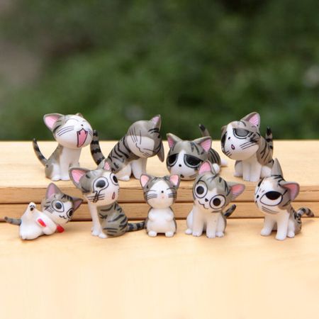 9pcs/lot Cheese cat miniature figurines toys cute lovely Model Kids Toys PVC japanese chi's sweet home cat figures For Children