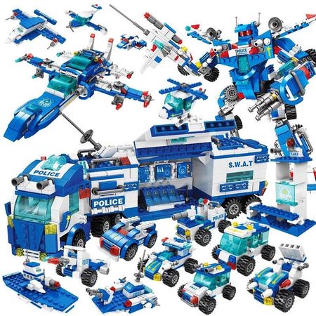 City Police Swat Team Constructor Military Technic Building Blocks Car Deformation Robot legoINGlys Playmobiled Toy For Children