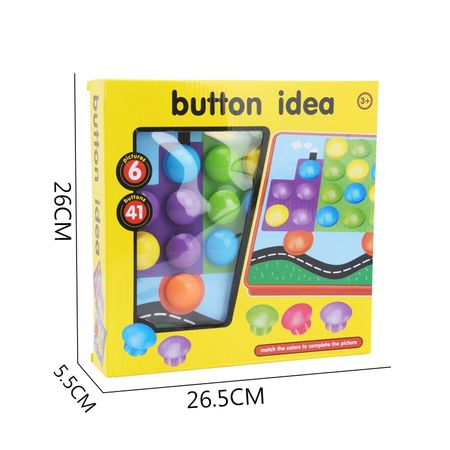 Children Montessori Educational 3D Mosaic Picture Puzzles Math Board Button Assemble Mushrooms Nails Kit  Juguetes  Brinquedos