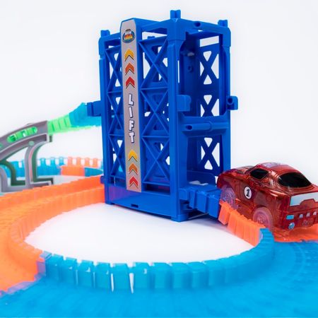 Glowing Race Track Bend Flex Flash in the Dark Assembly Car Toy Glow Tracks Racing Track Set Of Elevator And Ramp