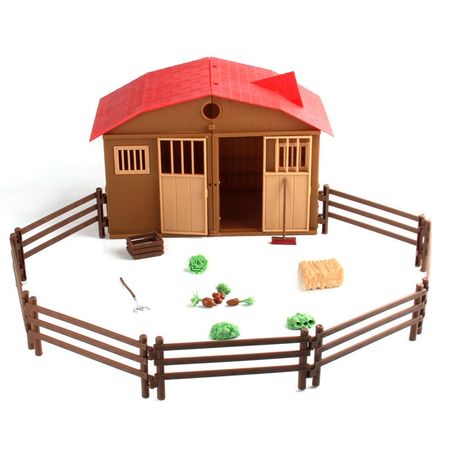 Simulation Farm Scene House Play Model Doll House Toy For Children Baby DIY Educational Toys Poultry Animal Building Kits Gifts