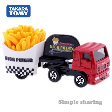 TAKARA TOMY TOMICA No.55 Isuzu Giga Fried Potato Car French Fry Truck Anime Figure Red Metal  Diecast Magic Kids Toys