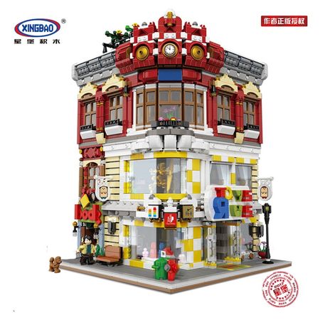 XingBao City Street Series The Toy and Bookstore Model Kit Building Blocks Creator Expert Bricks Educational Kids Toys DIY Gifts