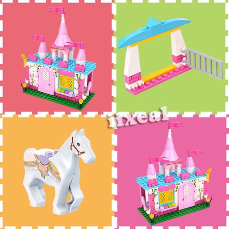 New Alice White Horse Baths Building Blocks Action Figure Bricks Fit Lego Princess Girl Friends Hobbies Toys Gifts Stickers