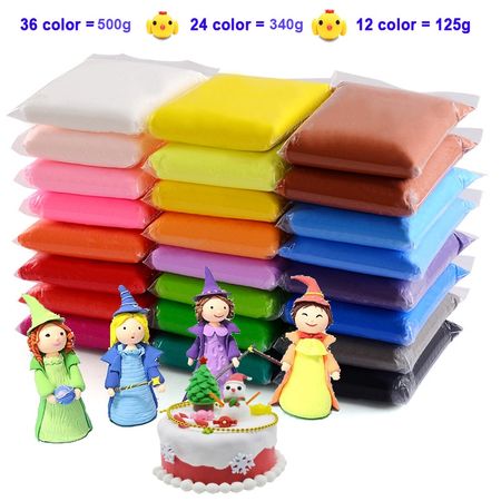 36 Color Light Clay Educational Toys Safe Colorful Air Dry Polymer Plasticine Kids DIY Fruit Cake Slime Light Soft Clay Toy Gift