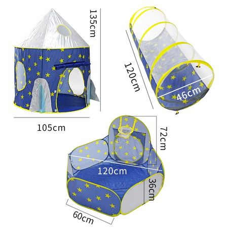 Portable 3 In 1 Children's Tent Foldable Baby Spaceship Tent Rocket ship Tent For Kids Dry Pool Ball play house Beach Toy Gifts