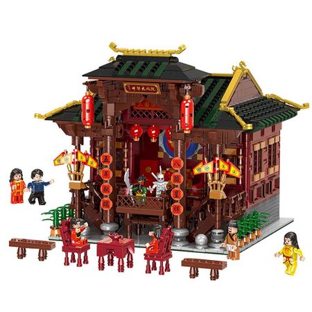 XINGBAO MOC Legoing Classic City Street The Chinese Architecture Grand Theater Model Kit Building Blocks Bricks Kids Toys Gifts