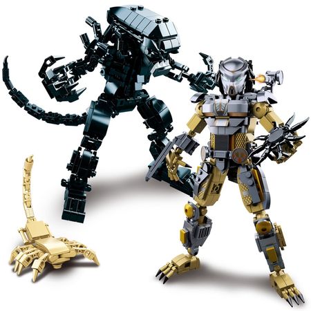 Mech Aliens Vs Predator Movie Figures Building Blocks Helicopter Armored Vehicle Brick Toys Children Gifts Compatible With