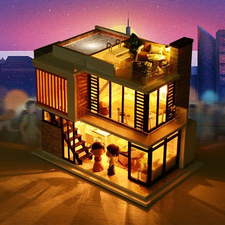 Dollhouse Furniture Diy Miniature 3D Model Wooden Miniatures Doll House Toys for Children Gifts Handmade Crafts House Toys