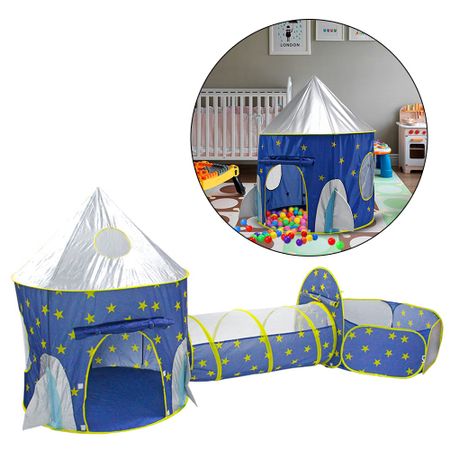 3 In 1 Spaceship Children's Tent Portable Wigwam Dry Pool Children's Room Ball Box Rocket Ship Tent For Kids Playtent Toys
