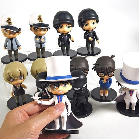 Cartoon Anime Detective Conan Figure Toys Bourbon Kudou Furuya Shuuichi Akai Thief Child Style PVC Model Dolls Gift 6Pcs/set