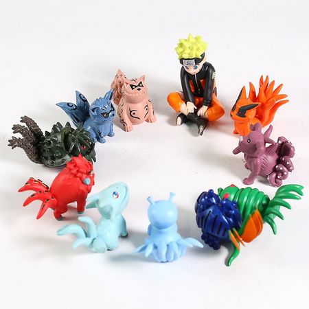 NARUTO Child Uzumaki Naruto and Bijuu PVC PVC Figure Model Toys Gifts for Children 11 Pcs/set