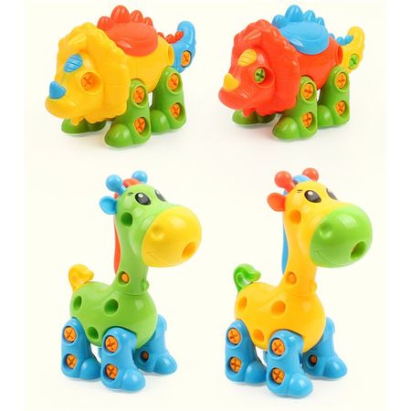 Kids Drill Toys Animal Assembled Design Building Blocks Plastic 3D DIY Screws Nut Group Installed Tools Toy Pretend Play for Boy