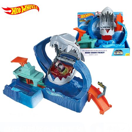 Hot Wheels Original Robo Shark Frenzy Car Track Toys Model Car Toys for Children Hotwheels Kids Boys Toys Juguetes W5093 Gifts