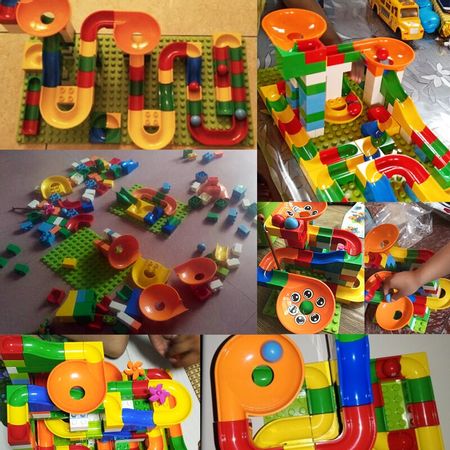 88-176PCS Marble Race Run Blocks Compatible with Duploe Building Blocks Funnel Slide Big Blocks Toys For Children