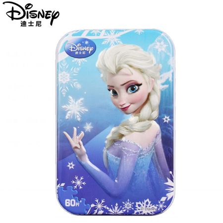 Disney 20 Genuine Mermaid Princess and Snow Queen 60 Pieces Wooden Puzzle Baby Toy 3D Iron Box toys for children