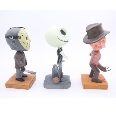 The Nightmare Before Christmas Jack Skellington & Freddy & Friday the 13 Jason Bobble-Head Wacky Wobbier Figure Toys 20cm
