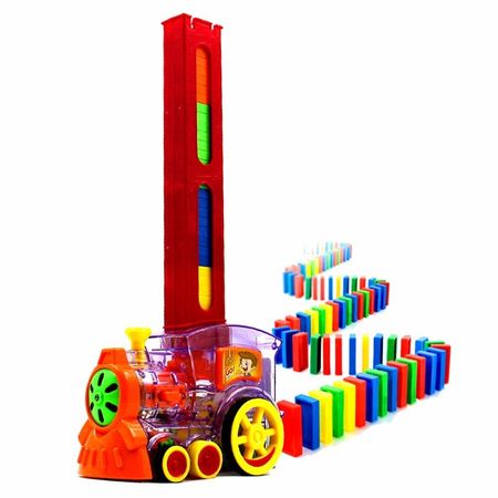 Automatic Placement Colored Dominoes Electric Train Domino Pieces Educational Toys Building Blocks DIY Plastic Toy Set For Baby