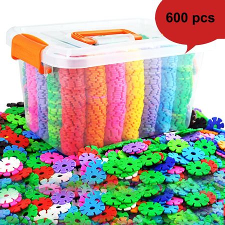 600pcs DIY Colorful Snow Snowflake Building Blocks Toy Bricks Splicing Blocks Kit Toy Children Educational Toys Best Kids Gift