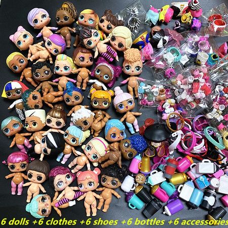 6 Dolls + 6 Clothes + 6 Shoes + 6 Bottles + 6 Accessories Set Random L.O.L. SURPRISE! Big Sister Doll LOL Doll Toys children
