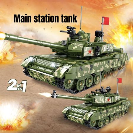 945PCS Military 99A Main Station Tank Weapon Model Building Blocks WW2 Tank City Police Soldier Figures Bricks Toys For Children