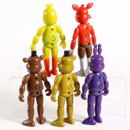 5Pcs/set Five Nights At Freddy's Action Figure Toys PVC Foxy Gold Freddy Chica Freddy 2 Color LED Lights Kids Christmas Gifts