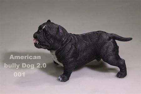 1/6 Scale American Bully Dog 1/6 Black Pitbull Puppy Dog Animal Simulation Model Toy