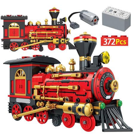 372pcs City Electric Classical Red Train Building Blocks Technic Classic Power Train Model Bricks Toys for Kids Gifts