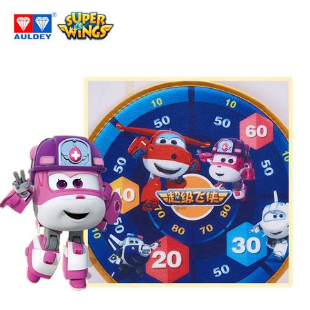 AULDEY Super Wings Dart Board Set with 6 Sticky Balls Safe Classic Board Games Gift for Kids,13.7 Inches (35cm) Dartboard