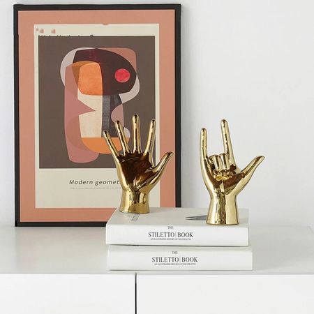 Nordic Gold-plated Creative Finger Arrangement Home Decor Modern Resin Miniature Figurines Home Decoration Accessories Desk